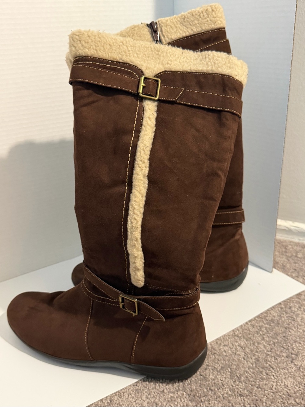Naturalizer • Size 9.5, Mid-Calf, Chocolate Brown Faux-Suede Boots